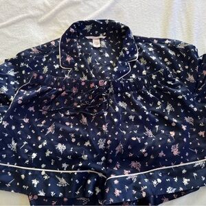 Victoria's Secret Navy Floral Satin Pajama Set